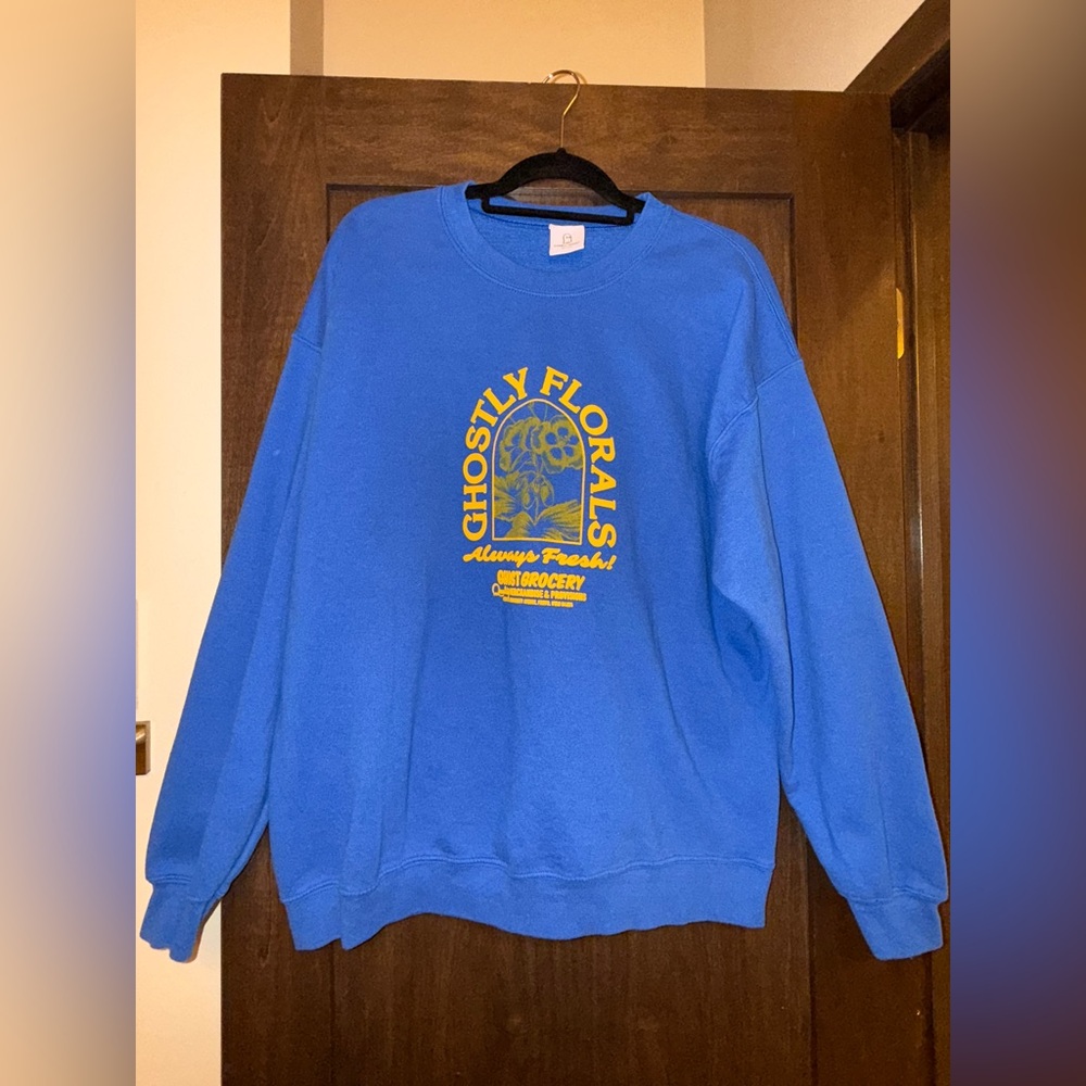 Royal Blue Lonely Ghost Ghostly Florals Crewneck